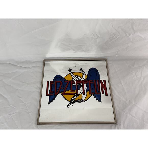 Vintage 1980s Led Zeppelin Swan Song Icarus Fair Carnival Prize Mirror 12” X 12” - Picture 1 of 5